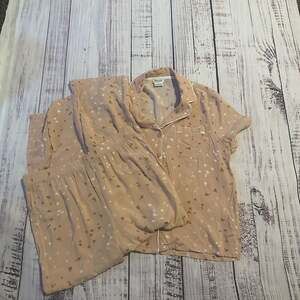 Splendid Hearts Short Sleeve Button Up soft Pajama Set-S